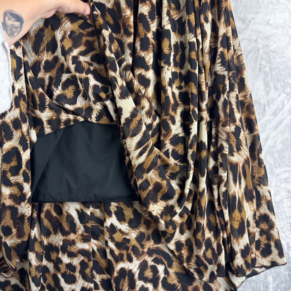 Unbranded Leopard Print Maxi Skirt Women XXL Brown Animal Flowy Elastic (1873) - Picture 5 of 9